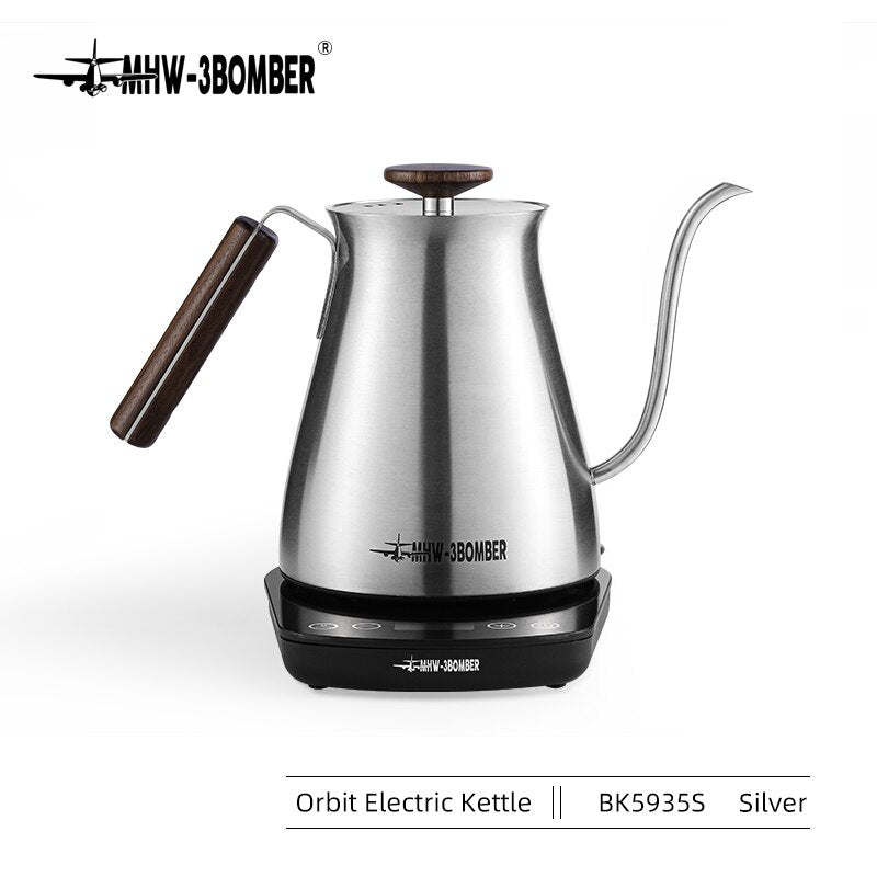 Household Electric Kettle Wood Handle Pour Over Coffee Maker Pot and Smart Temperature Control Heater Set Drip Espresso Kettles