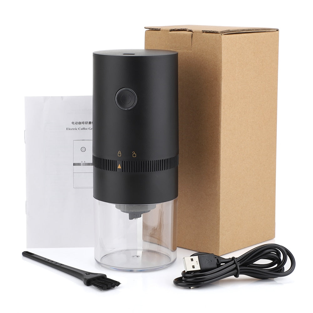 Electric Coffee Grinder Cafe Automatic Coffee Beans Mill Conical Burr Grinder Machine for Home Travel Portable USB Rechargeable