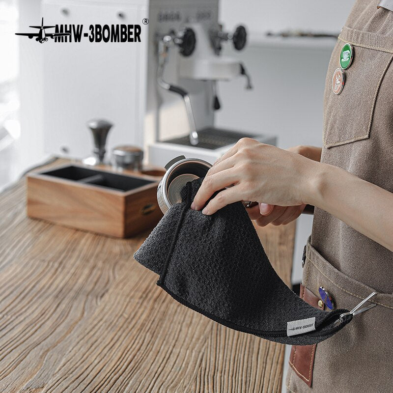 MHW-3BOMBER Hangable Towel With Hanging Ring Coffee Bar Kitchen Cleaning Utensils Coffee Machine Accessories Barista Tools