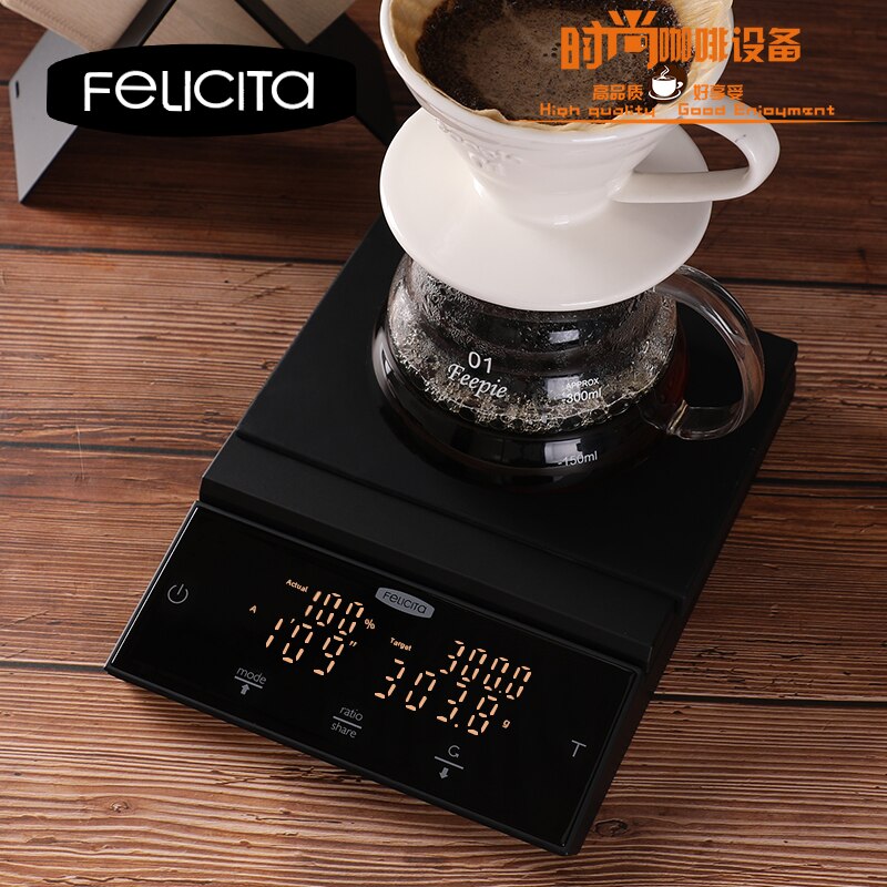 Felicita Parallel plus automatic ratio coffee scale with Bluetooth digital scale pour coffee Electronic Drip with Timer