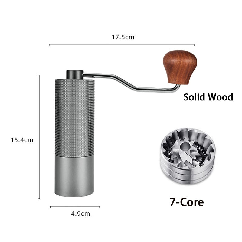 Manual Coffee Grinders Conical Coffee Machine Coffee Bean Miller Aluminum Rhombus Body 420 S/S Grinding Core Solid Wood Handle