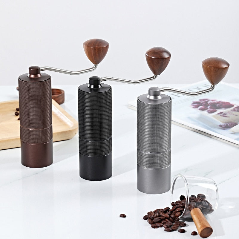 20g Manual Coffee Grinders Wear-resistant 420 Stainless steel Grinding Core Aluminum Body Walnut Handle Dual Bearing Design
