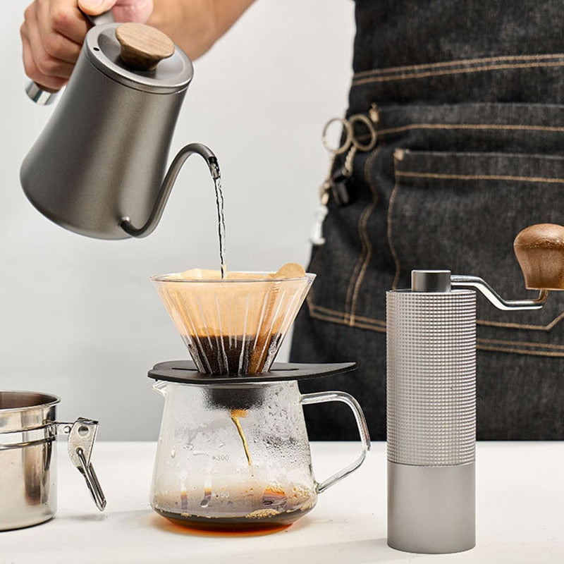 Manual Coffee Grinders Conical Coffee Machine Coffee Bean Miller Aluminum Rhombus Body 420 S/S Grinding Core Solid Wood Handle