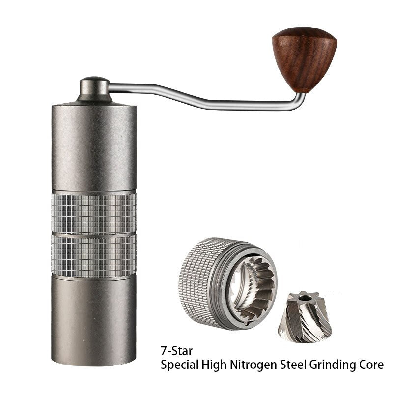 20g Manual Coffee Grinder Portable Coffee Machine Integrated Aluminum Body Wear-resistant 420 S/S Grinding Core Walnut Handle