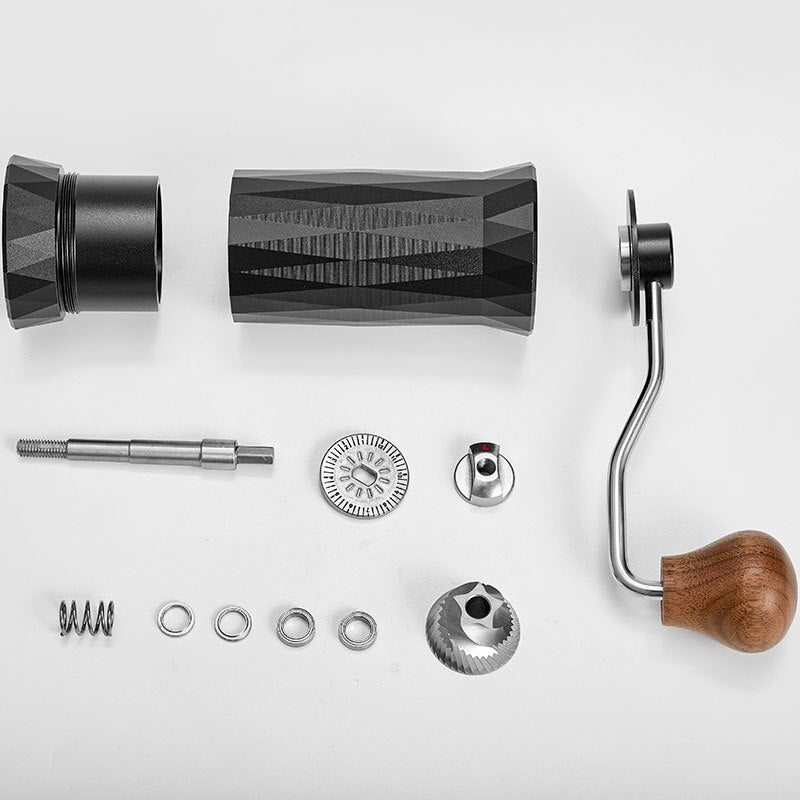 2023 Prismatic Pattern Manual Coffee Grinders Solid Wood Handle 22g Capacity CNC420 Fine Steel Grinding Core Hidden Powder Bin