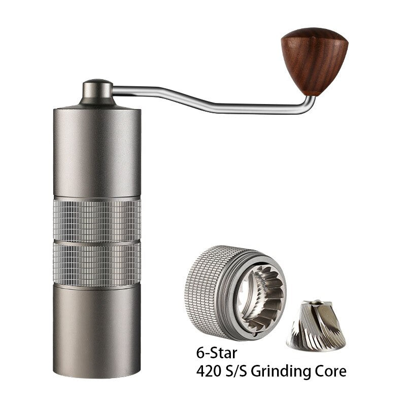20g Manual Coffee Grinder Portable Coffee Machine Integrated Aluminum Body Wear-resistant 420 S/S Grinding Core Walnut Handle