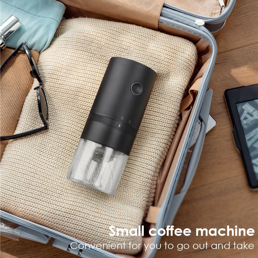 Electric Coffee Grinder Cafe Automatic Coffee Beans Mill Conical Burr Grinder Machine for Home Travel Portable USB Rechargeable