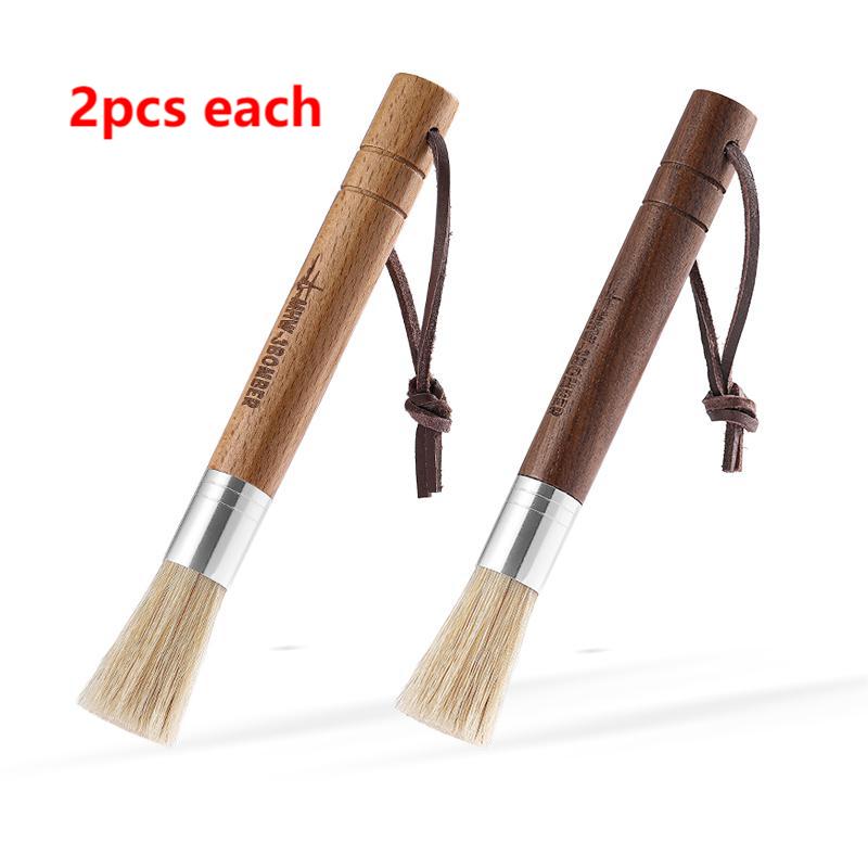 Vintage Coffee Grinder Cleaning Brush Set Retro Barista Cleaning tools Chic Solid Wood Brush Coffee Machine Accessories 1/2/6pcs