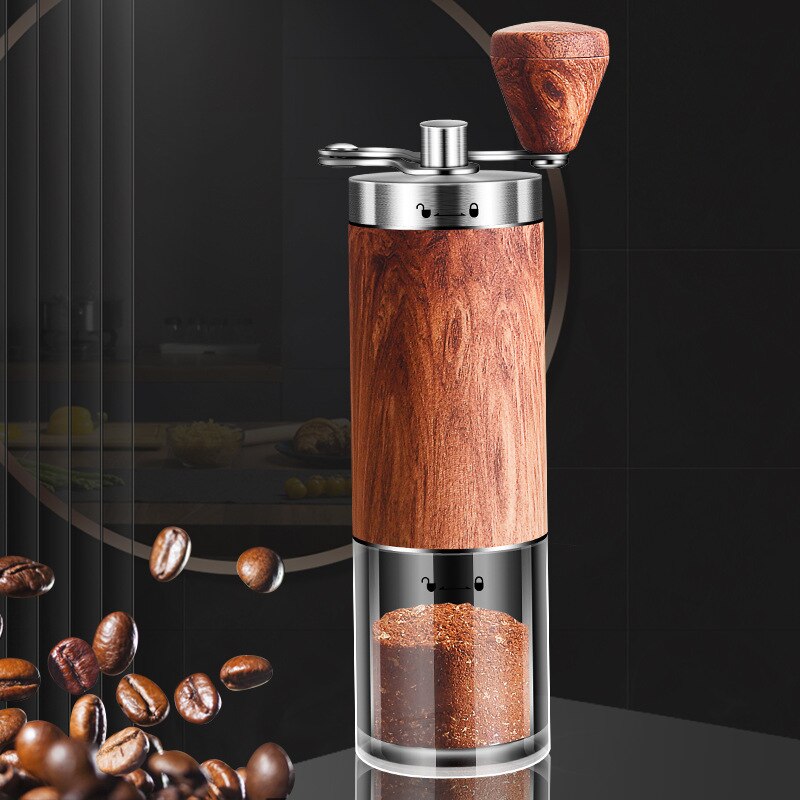 Portable Coffee Grinder 304 Stainless steel Wood Grain Manual Coffee Mill Multifunctional Grinder Coffee Beans/Pepper/Sea Salt