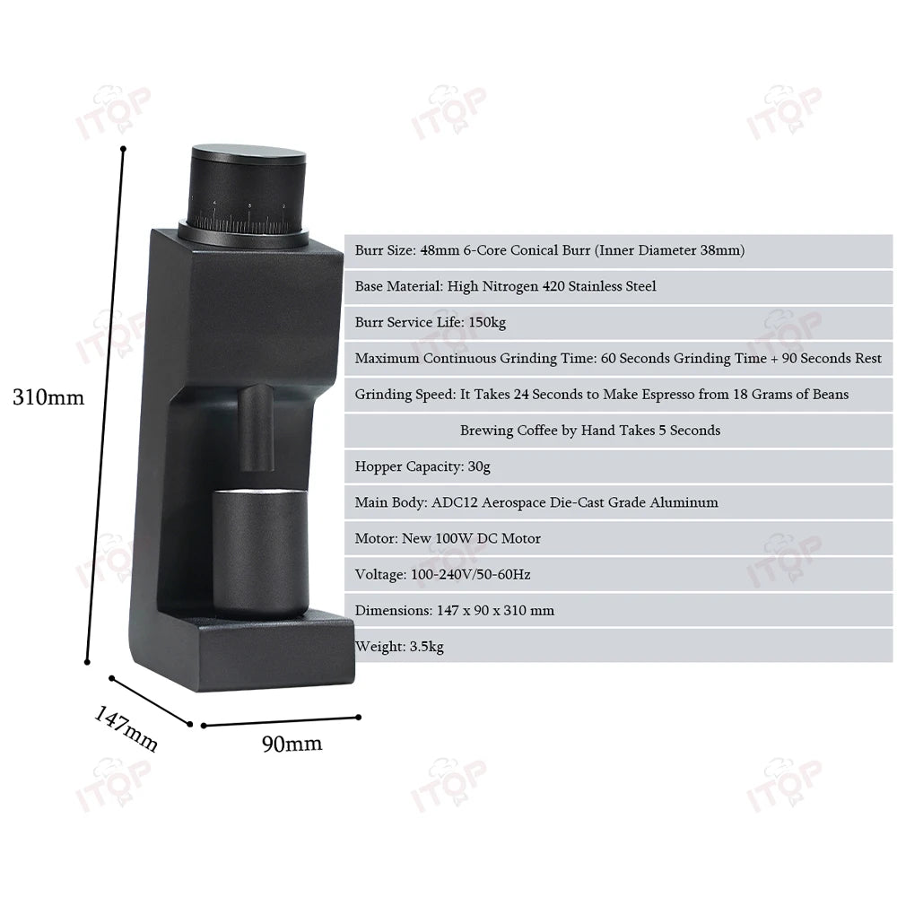 ITOP 03 Electric Coffee Grinder Six-core 38mm Burr Household Coffee Bean Grinder Coffee Miller VS3 Grinder for Espresso Filter