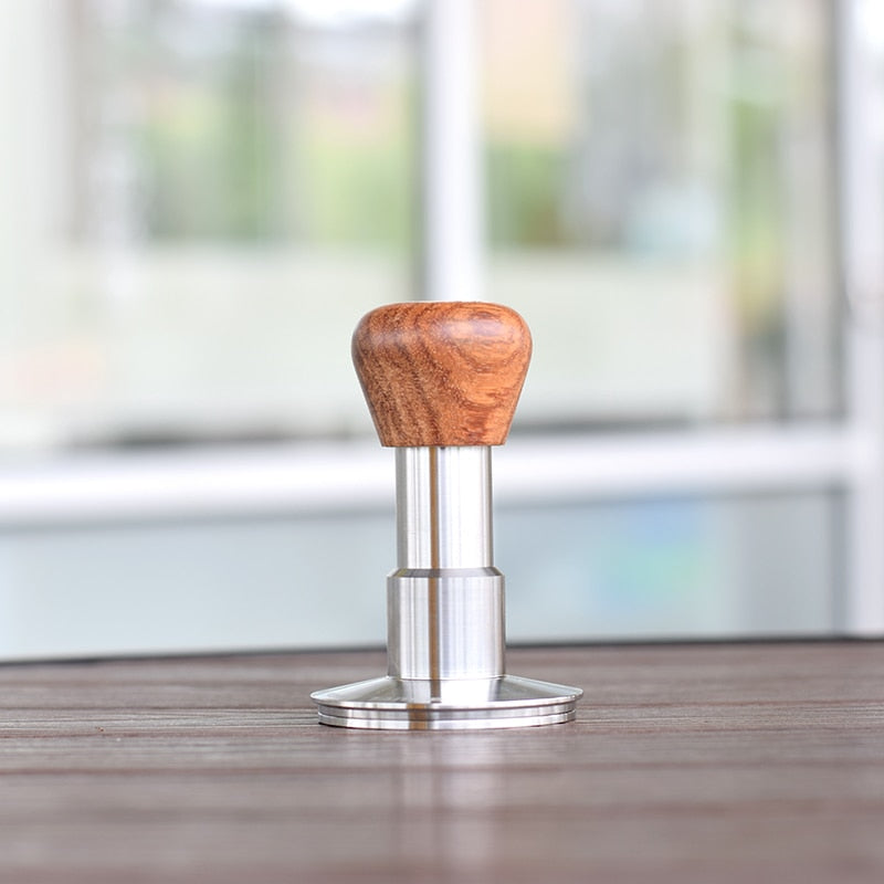 The force tamper with metal/wooden handle flat base 58.5mm Hand Press Coffee powder hammer Tools