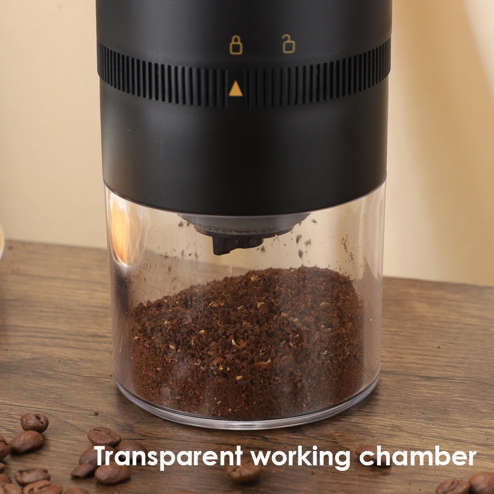 Electric Coffee Grinder Cafe Automatic Coffee Beans Mill Conical Burr Grinder Machine for Home Travel Portable USB Rechargeable