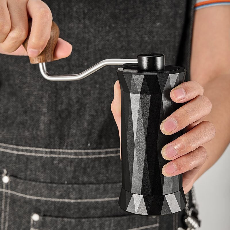 2023 Prismatic Pattern Manual Coffee Grinders Solid Wood Handle 22g Capacity CNC420 Fine Steel Grinding Core Hidden Powder Bin