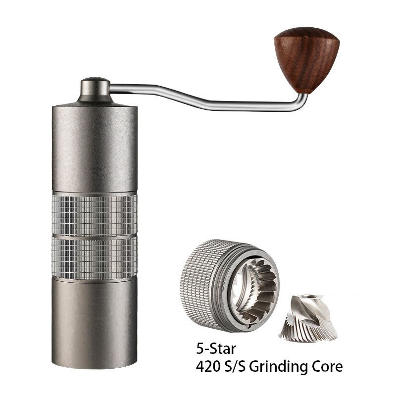 20g Manual Coffee Grinder Portable Coffee Machine Integrated Aluminum Body Wear-resistant 420 S/S Grinding Core Walnut Handle
