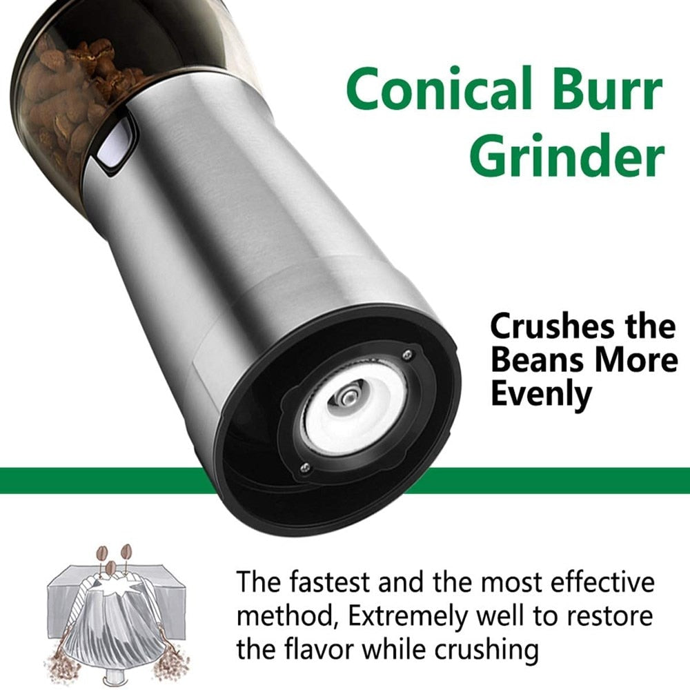 New Upgrade Portable Electric Coffee Grinder TYPE-C USB Charge Profession Stainless Steel Grinding Core Coffee Beans Grinder