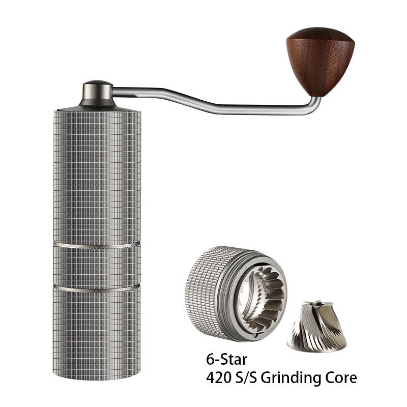 20g Manual Coffee Grinder Portable Coffee Machine Integrated Aluminum Body Wear-resistant 420 S/S Grinding Core Walnut Handle
