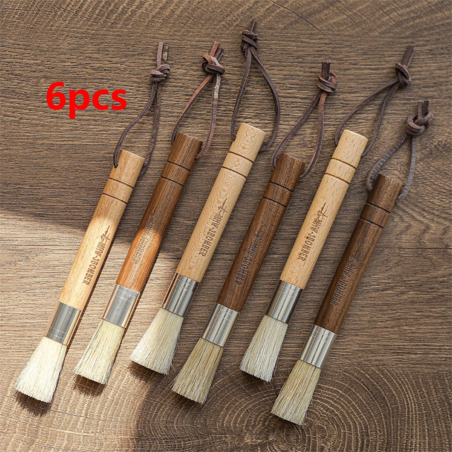 Vintage Coffee Grinder Cleaning Brush Set Retro Barista Cleaning tools Chic Solid Wood Brush Coffee Machine Accessories 1/2/6pcs