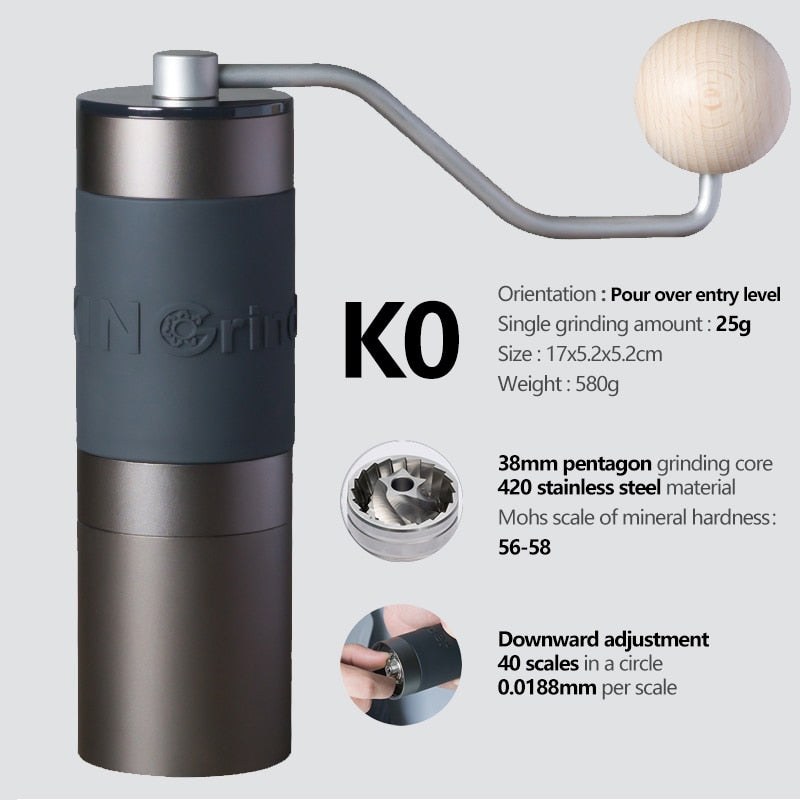 Kingrinder Aluminium Alloy Manual Coffee Grinder K0 K1 K2 K3 K4 K5 K6 Portable Coffee Bean Mill Stainless Steel Grinding Core