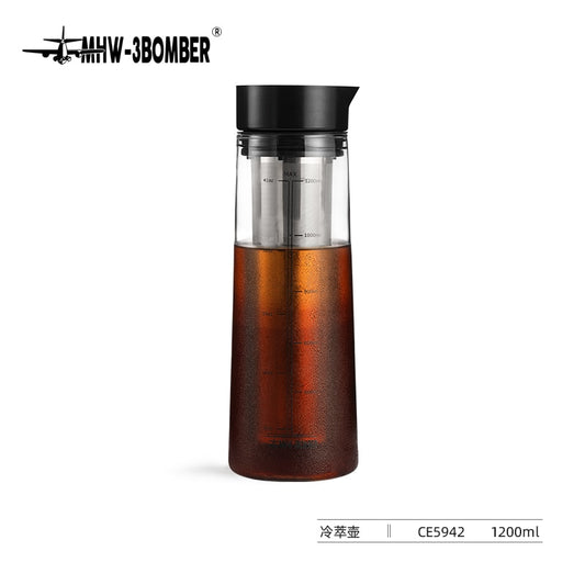 Cold Brew Coffee Maker Bottles Portable Fruit Tea Iced Pitcher Double Layer Filter Coffee Maker Pot Chic Travel Espresso Kettle