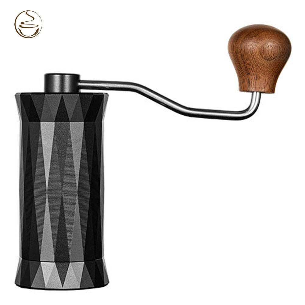 2023 Prismatic Pattern Manual Coffee Grinders Solid Wood Handle 22g Capacity CNC420 Fine Steel Grinding Core Hidden Powder Bin