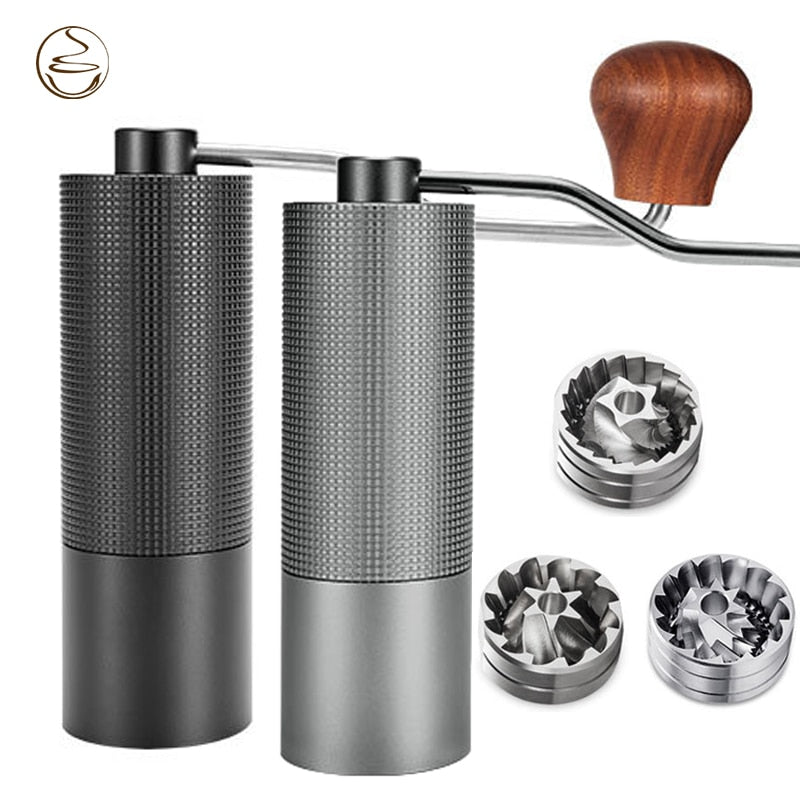 Manual Coffee Grinders Conical Coffee Machine Coffee Bean Miller Aluminum Rhombus Body 420 S/S Grinding Core Solid Wood Handle