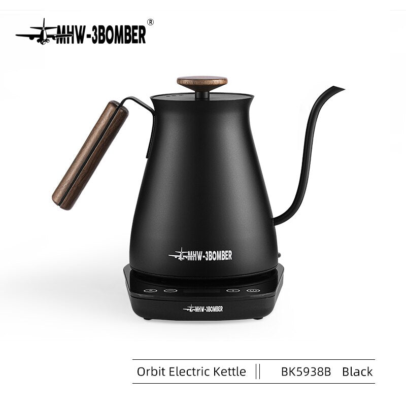 Household Electric Kettle Wood Handle Pour Over Coffee Maker Pot and Smart Temperature Control Heater Set Drip Espresso Kettles