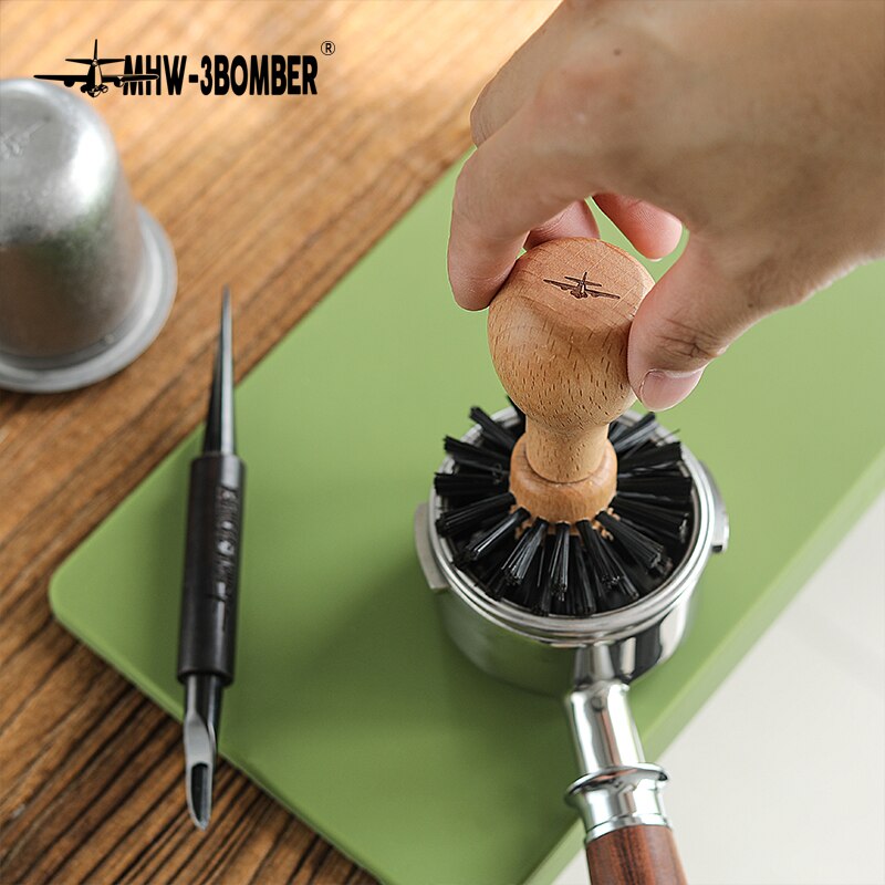 Coffee Portafilter Brush 58mm Beech Handle Grinder Machine Cleaning Brush Coffee Filter Cleaning Coffee Basket Brush