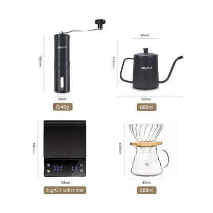 Coffee Set Coffee Accessories Manual Grinder Mill Glass Pot with Filter Dripper Gooseneck Kettle Specialized Barista Kit