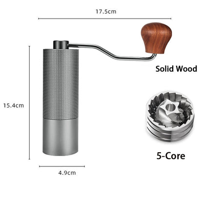 Manual Coffee Grinders Conical Coffee Machine Coffee Bean Miller Aluminum Rhombus Body 420 S/S Grinding Core Solid Wood Handle