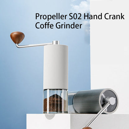 Dual Axis Hand Crank Coffee Grinder Portable Manual Coffee Bean Grinder 15g Capacity Transparent Powder Box SS Grinding Core