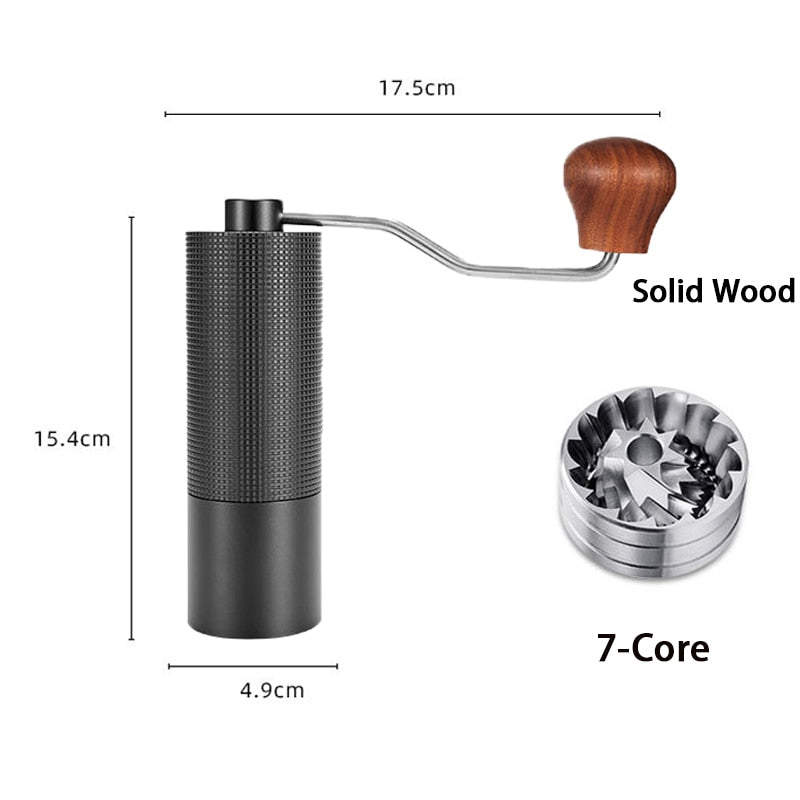 Manual Coffee Grinders Conical Coffee Machine Coffee Bean Miller Aluminum Rhombus Body 420 S/S Grinding Core Solid Wood Handle
