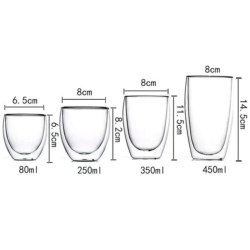 2-18PCS Double Wall High Borosilicate Glass Mug Heat Resistant Tea Milk Juice Coffee Water Cup Bar Drinkware Gift Creativity Set