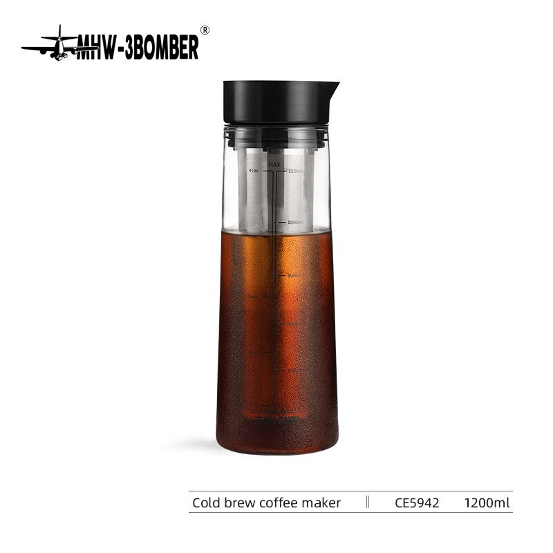 Cold Brew Coffee Maker Bottles Portable Fruit Tea Iced Pitcher Double Layer Filter Coffee Maker Pot Chic Travel Espresso Kettle