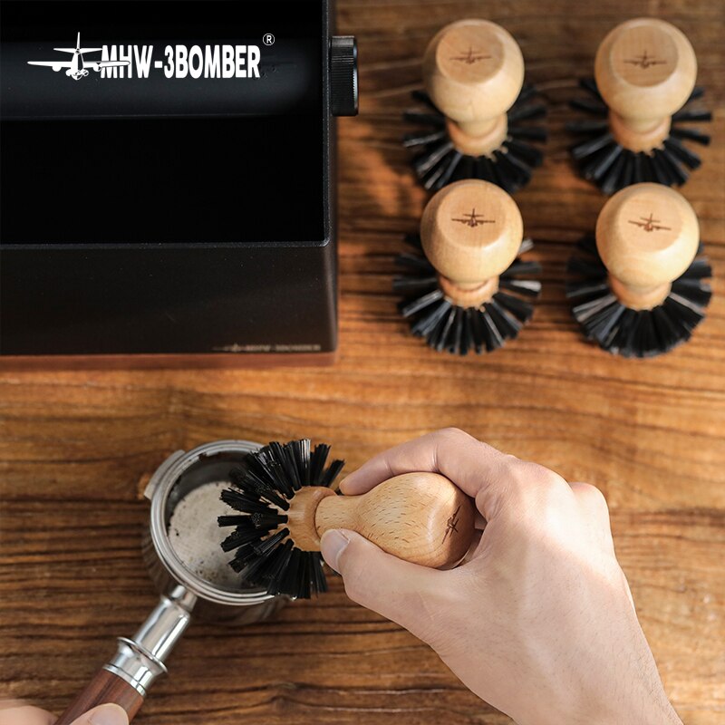 Coffee Portafilter Brush 58mm Beech Handle Grinder Machine Cleaning Brush Coffee Filter Cleaning Coffee Basket Brush