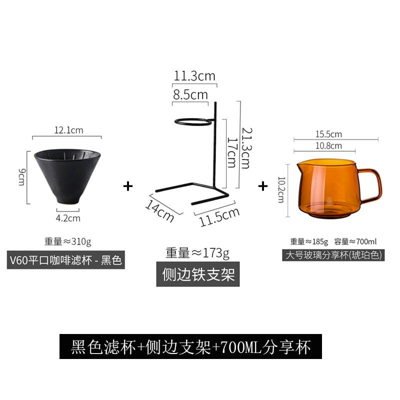 Pour Over Coffee Set Ceramic Coffee Filter 02 V60 Bracket Ceramics Filters Dripper Stand Percolator Shop Cup Share Pot