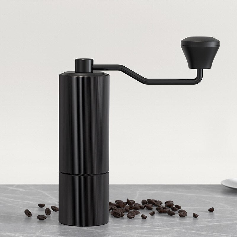 Double Bearing Manual Coffee Grinder Anti-slip Vertical Stripes Coffee Mill Space Aluminum Material 420 SS Grinding Core