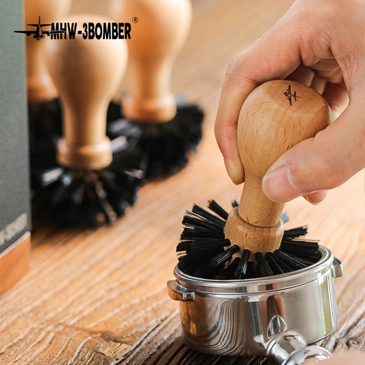 Coffee Portafilter Brush 58mm Beech Handle Grinder Machine Cleaning Brush Coffee Filter Cleaning Coffee Basket Brush