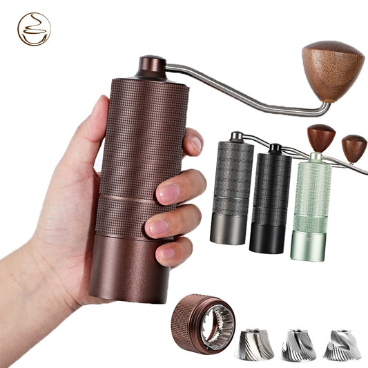 Manual Coffee Grinders Non-slip Grid Surface Design 20g Capacity Wear-resistant 420 Stainless Steel Grinding Core Walnut Handle