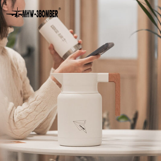 MHW-3BOMBER Thermal Coffee Carafe- 1.2L Vacuum Cup Thermos Bottle Water Bottle Vacuum Thermal Coffee Pots Portable Heat Kettle H